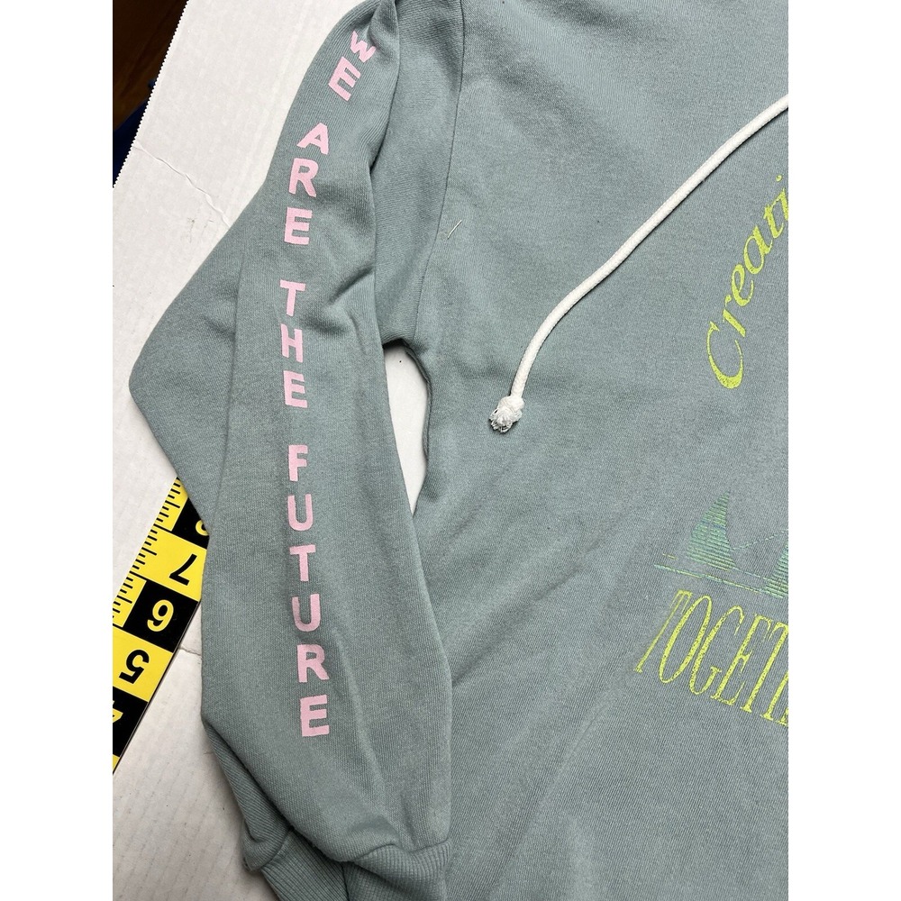 Grayson Threads Hooded Crop Sweatshirt Med Creating Change Bold Print Spellout - Picture 6 of 15